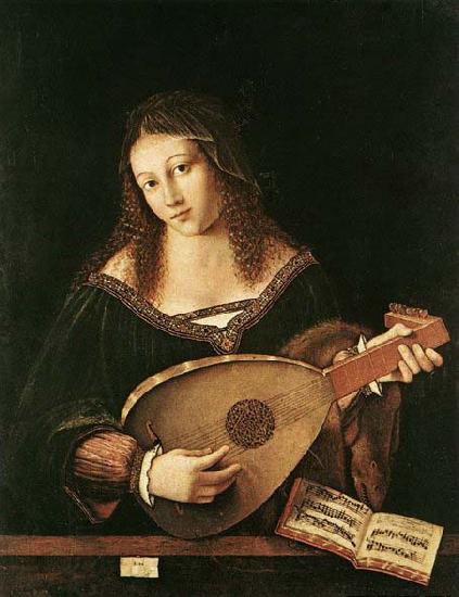 BARTOLOMEO VENETO Woman Playing a Lute oil painting picture